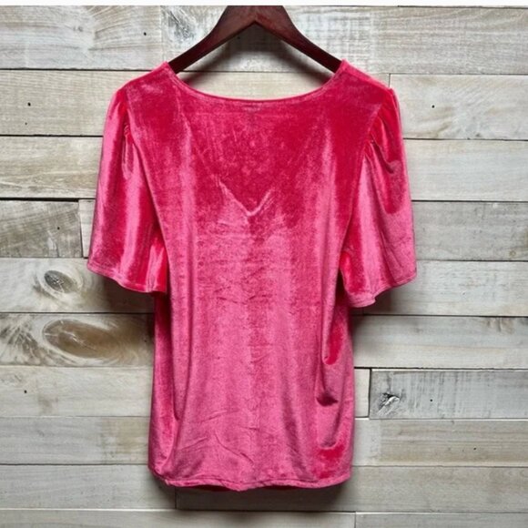 Torrid Velvet Shirred Front Flutter Sleeve Top Tea Berry size 2 - Picture 4 of 7